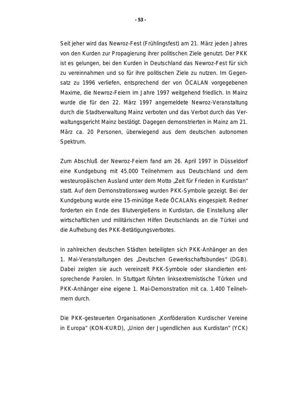 Seite 54 des Verfassungsschutzbericht 1997 Rheinland-Pfalz