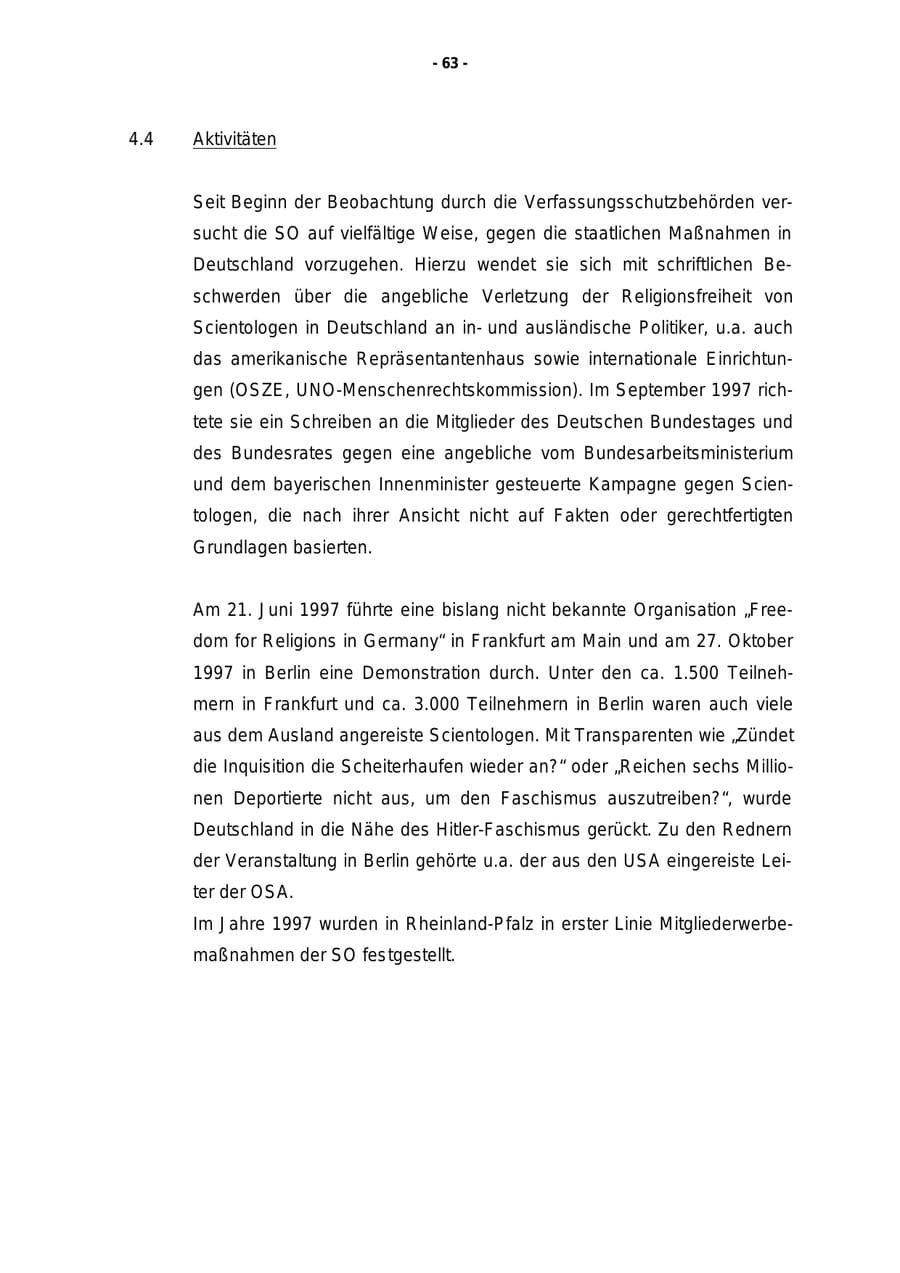 Seite 64 des Verfassungsschutzbericht 1997 Rheinland-Pfalz