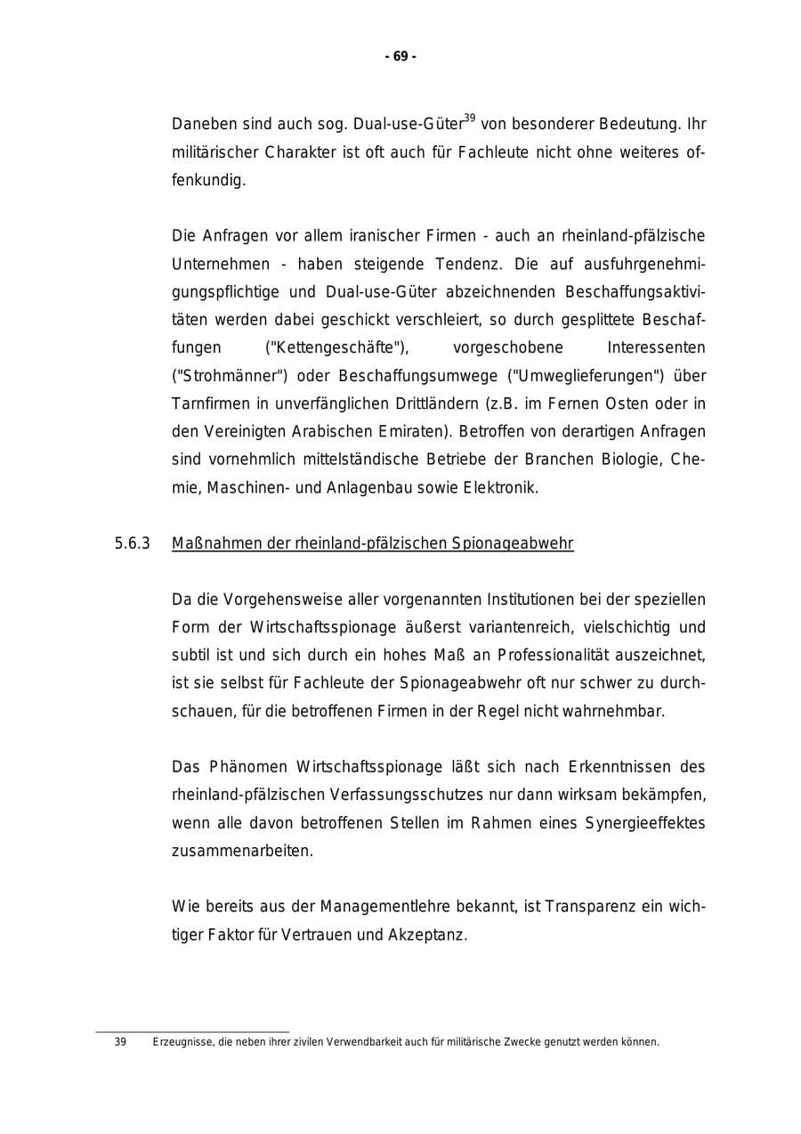 Seite 70 des Verfassungsschutzbericht 1997 Rheinland-Pfalz