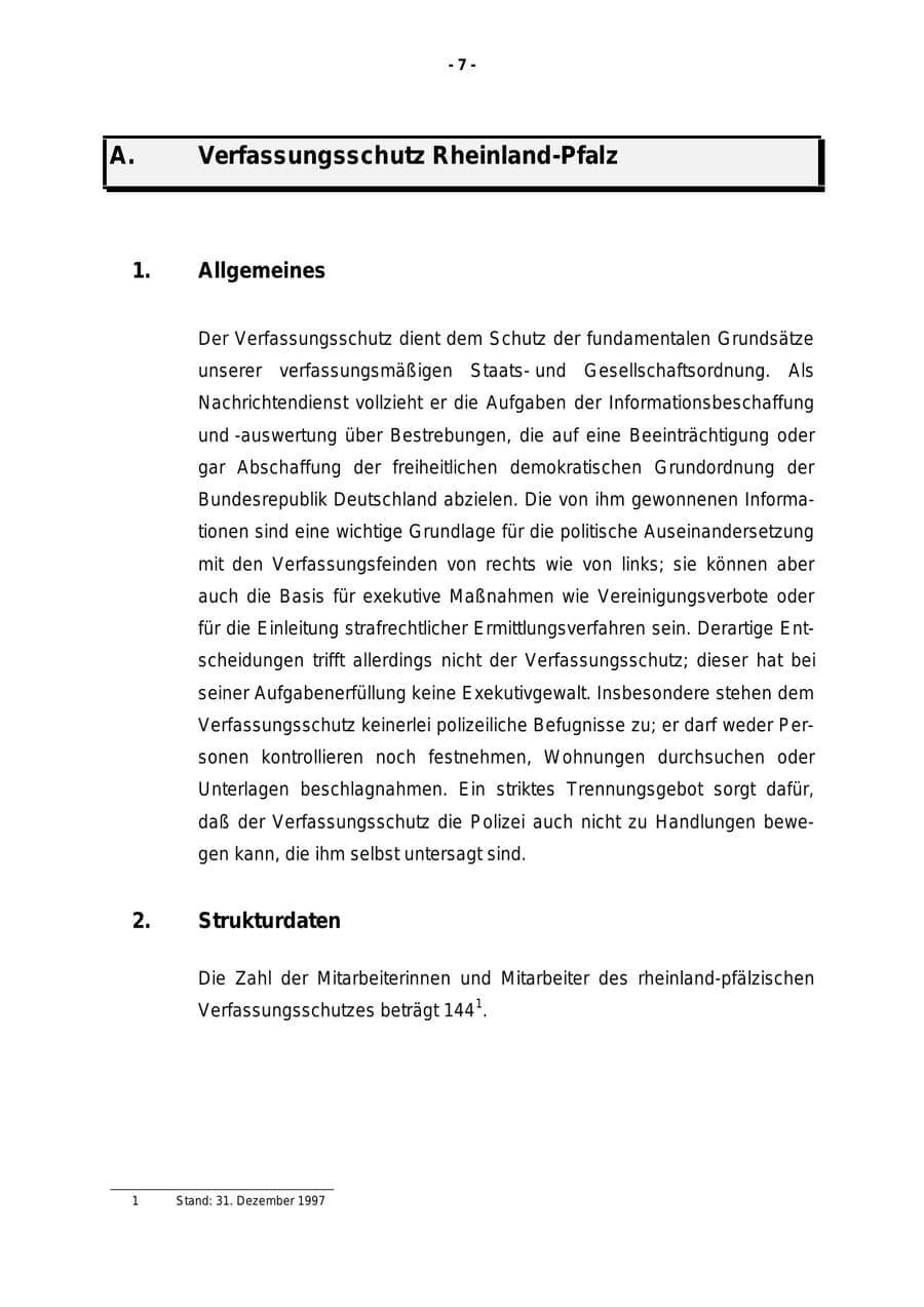 Seite 8 des Verfassungsschutzbericht 1997 Rheinland-Pfalz
