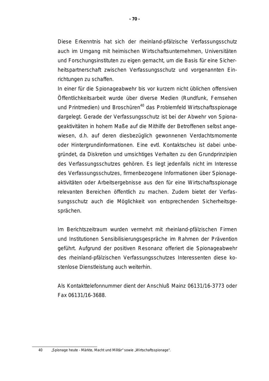 Seite 71 des Verfassungsschutzbericht 1997 Rheinland-Pfalz