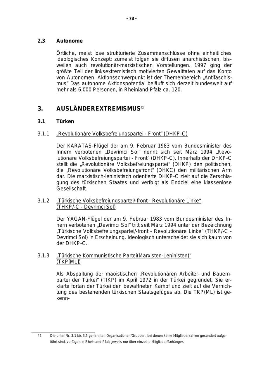 Seite 79 des Verfassungsschutzbericht 1997 Rheinland-Pfalz