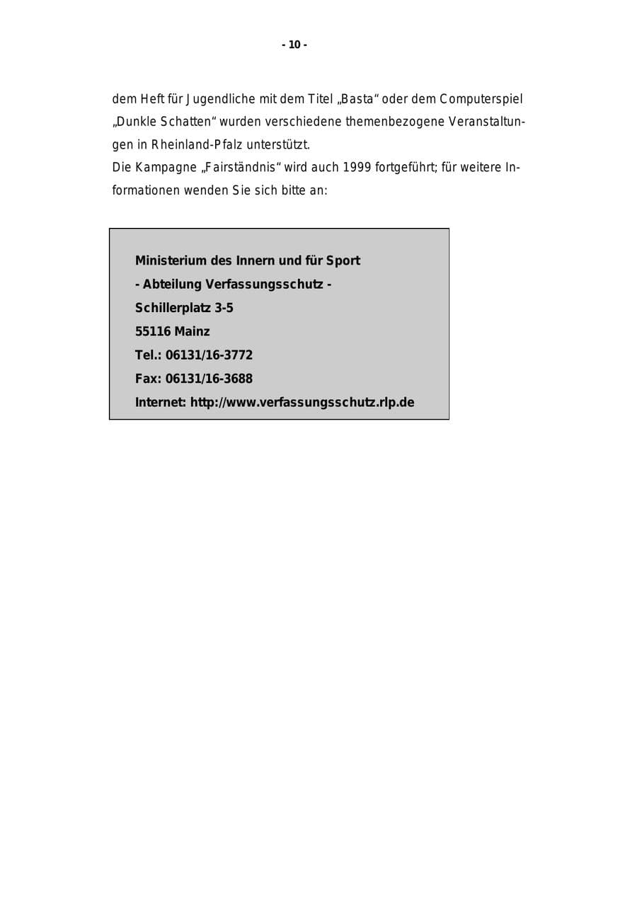 Seite 11 des Verfassungsschutzbericht 1998 Rheinland-Pfalz