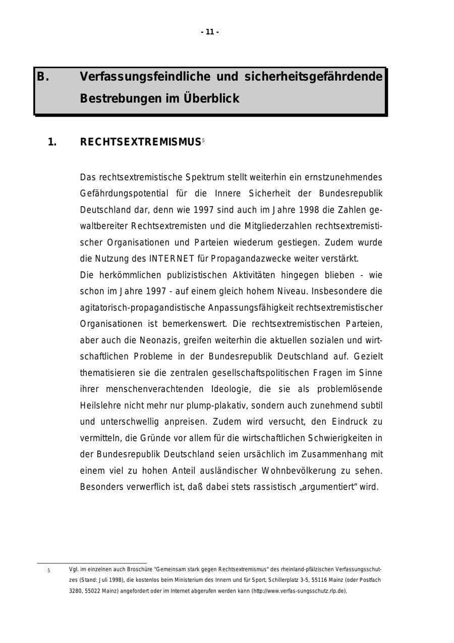 Seite 12 des Verfassungsschutzbericht 1998 Rheinland-Pfalz