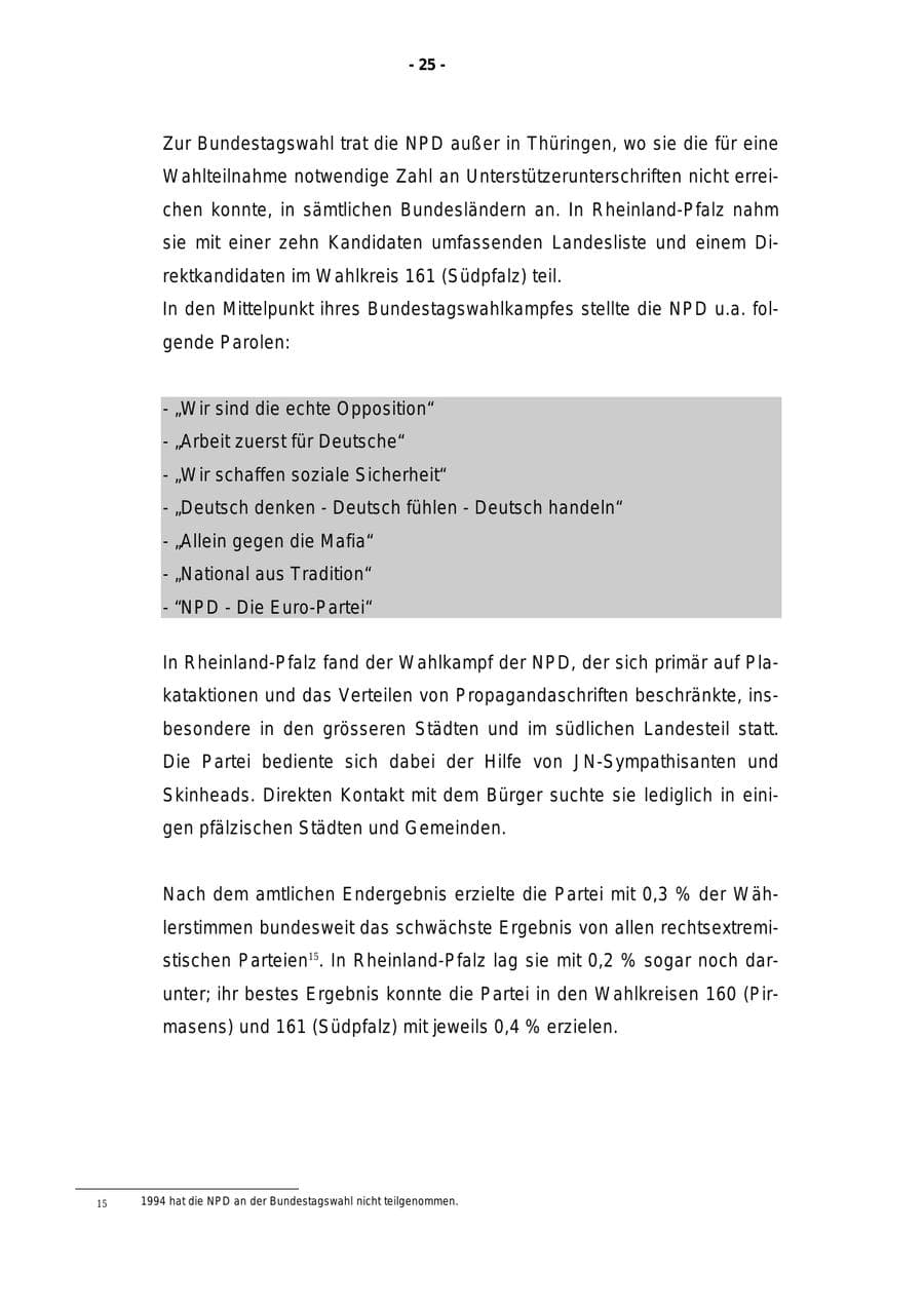 Seite 26 des Verfassungsschutzbericht 1998 Rheinland-Pfalz