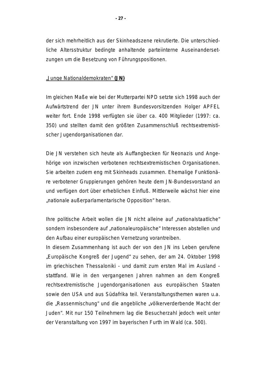 Seite 28 des Verfassungsschutzbericht 1998 Rheinland-Pfalz