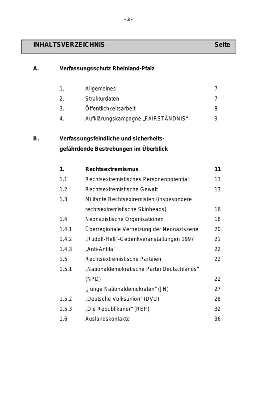Seite 4 des Verfassungsschutzbericht 1998 Rheinland-Pfalz