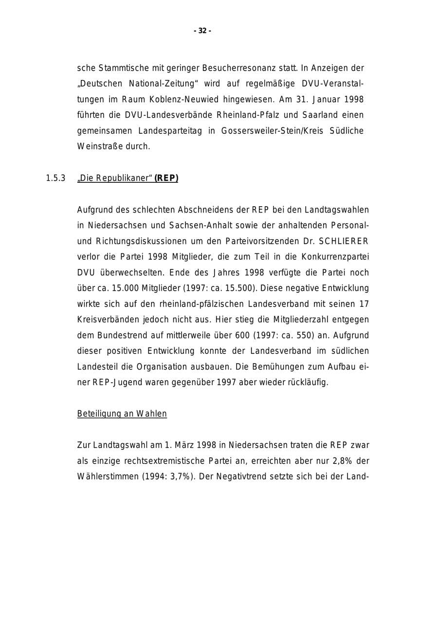 Seite 33 des Verfassungsschutzbericht 1998 Rheinland-Pfalz