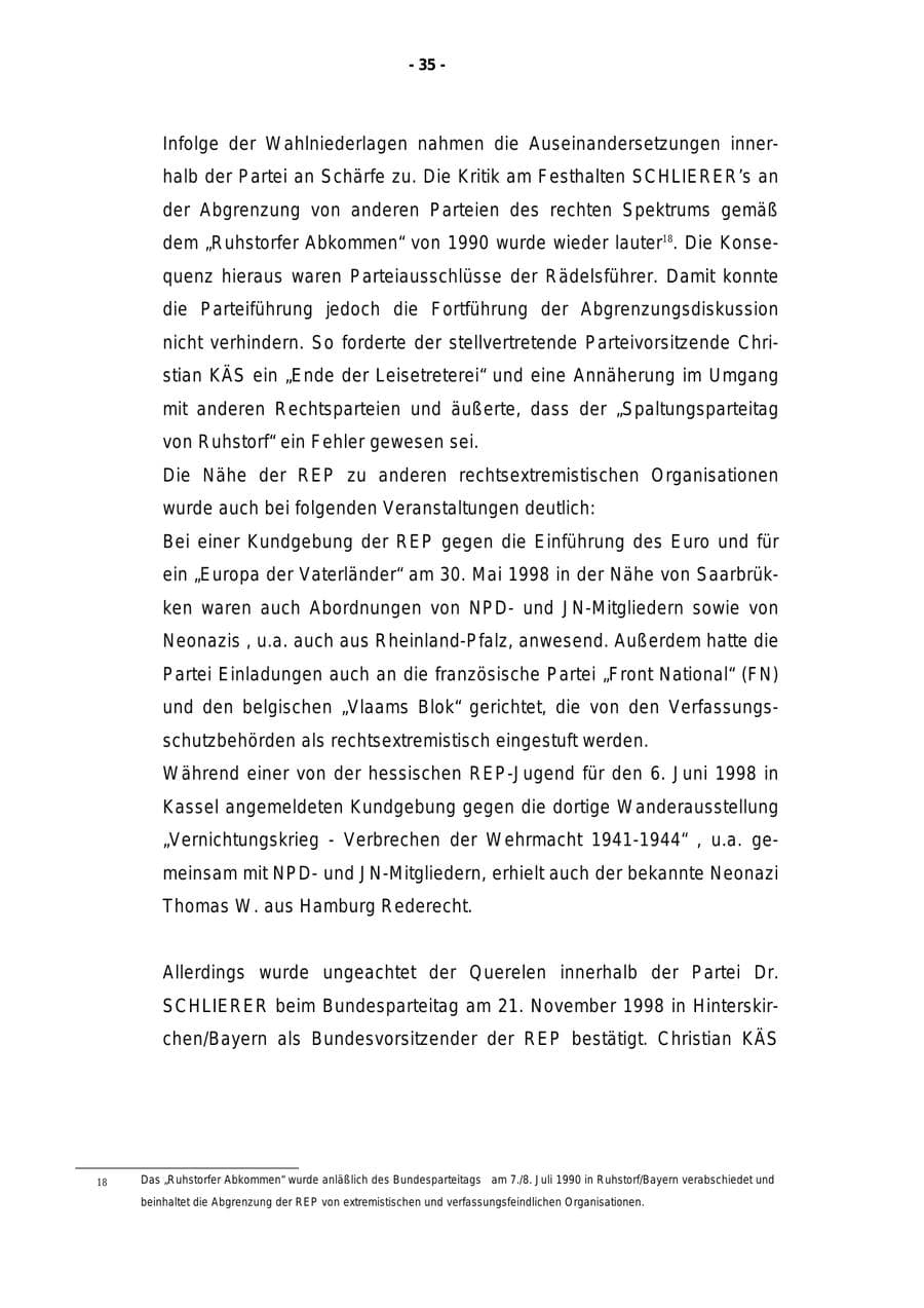 Seite 36 des Verfassungsschutzbericht 1998 Rheinland-Pfalz