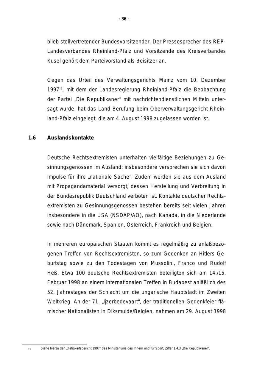 Seite 37 des Verfassungsschutzbericht 1998 Rheinland-Pfalz