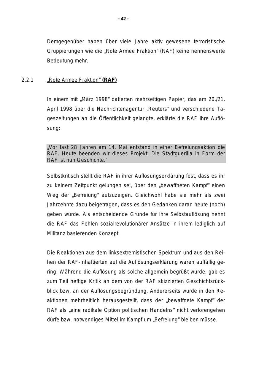 Seite 43 des Verfassungsschutzbericht 1998 Rheinland-Pfalz