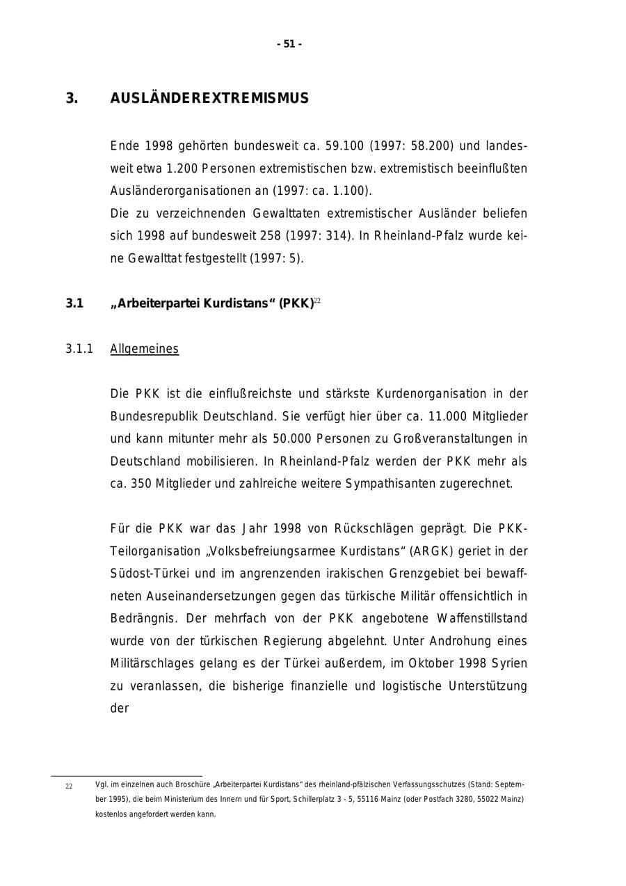 Seite 52 des Verfassungsschutzbericht 1998 Rheinland-Pfalz