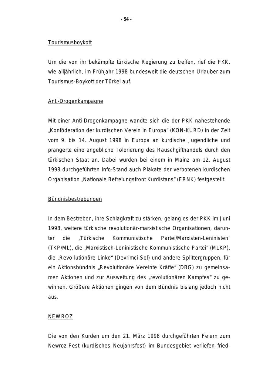 Seite 55 des Verfassungsschutzbericht 1998 Rheinland-Pfalz