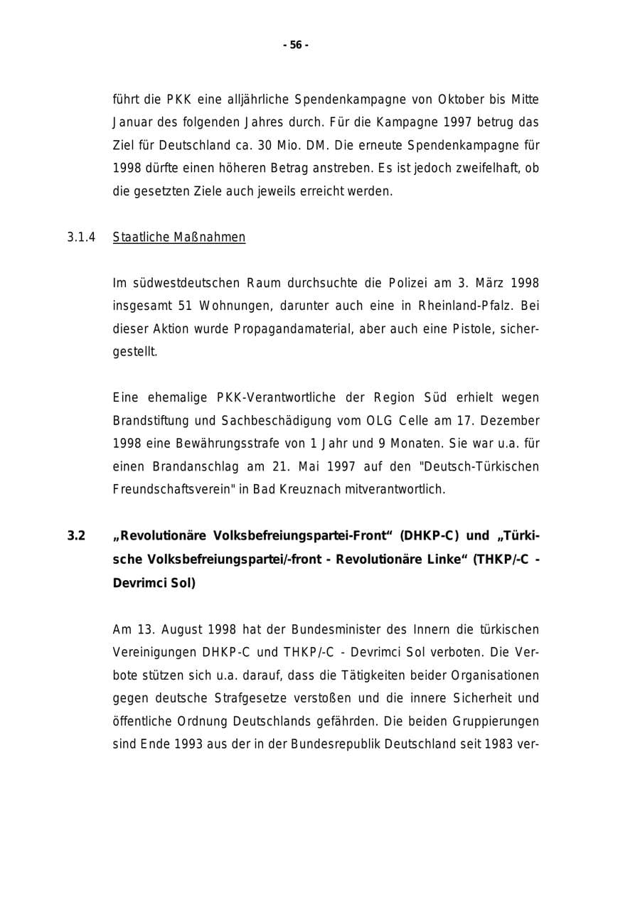 Seite 57 des Verfassungsschutzbericht 1998 Rheinland-Pfalz