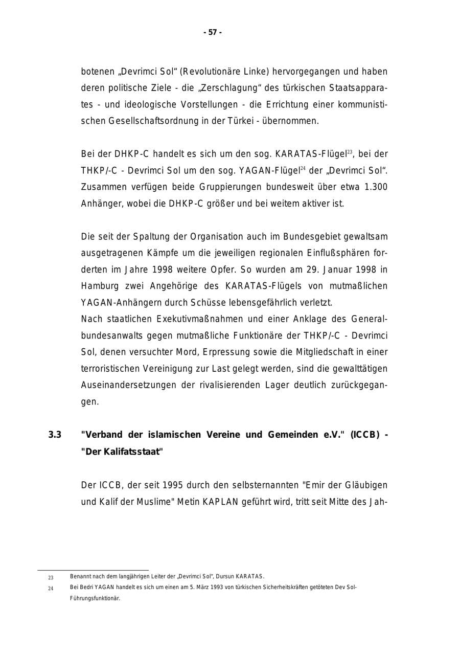 Seite 58 des Verfassungsschutzbericht 1998 Rheinland-Pfalz