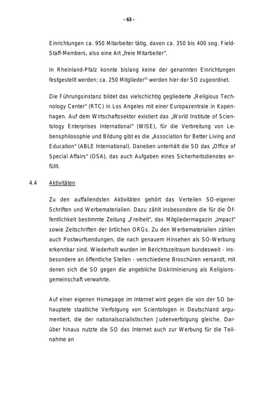 Seite 64 des Verfassungsschutzbericht 1998 Rheinland-Pfalz