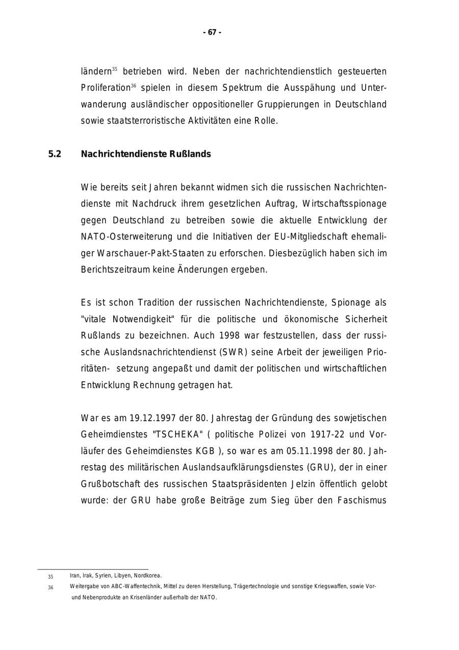 Seite 68 des Verfassungsschutzbericht 1998 Rheinland-Pfalz