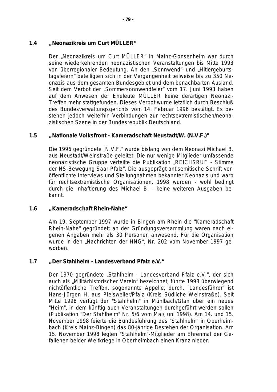 Seite 80 des Verfassungsschutzbericht 1998 Rheinland-Pfalz