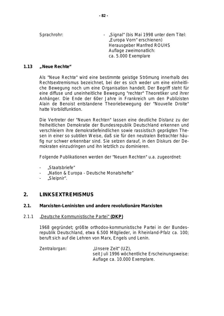 Seite 83 des Verfassungsschutzbericht 1998 Rheinland-Pfalz