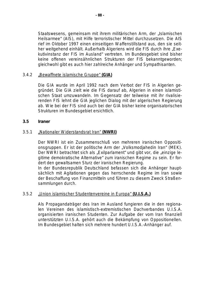 Seite 89 des Verfassungsschutzbericht 1998 Rheinland-Pfalz