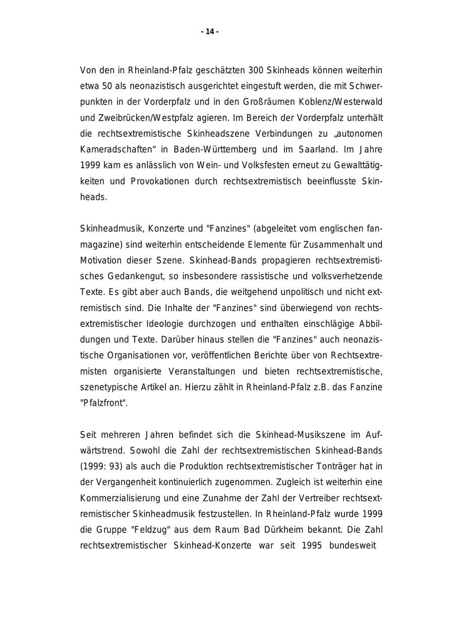 Seite 15 des Verfassungsschutzbericht 1999 Rheinland-Pfalz