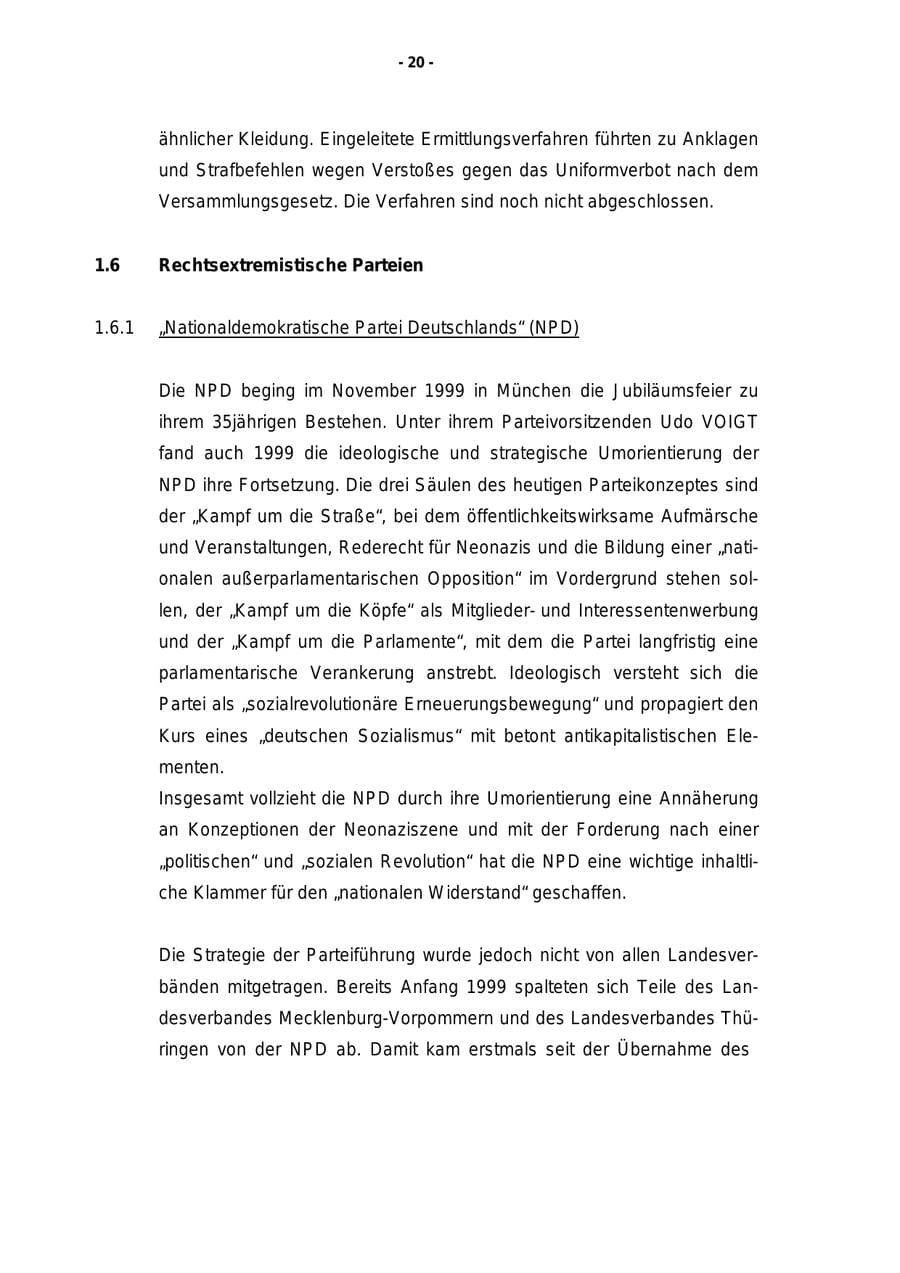Seite 21 des Verfassungsschutzbericht 1999 Rheinland-Pfalz