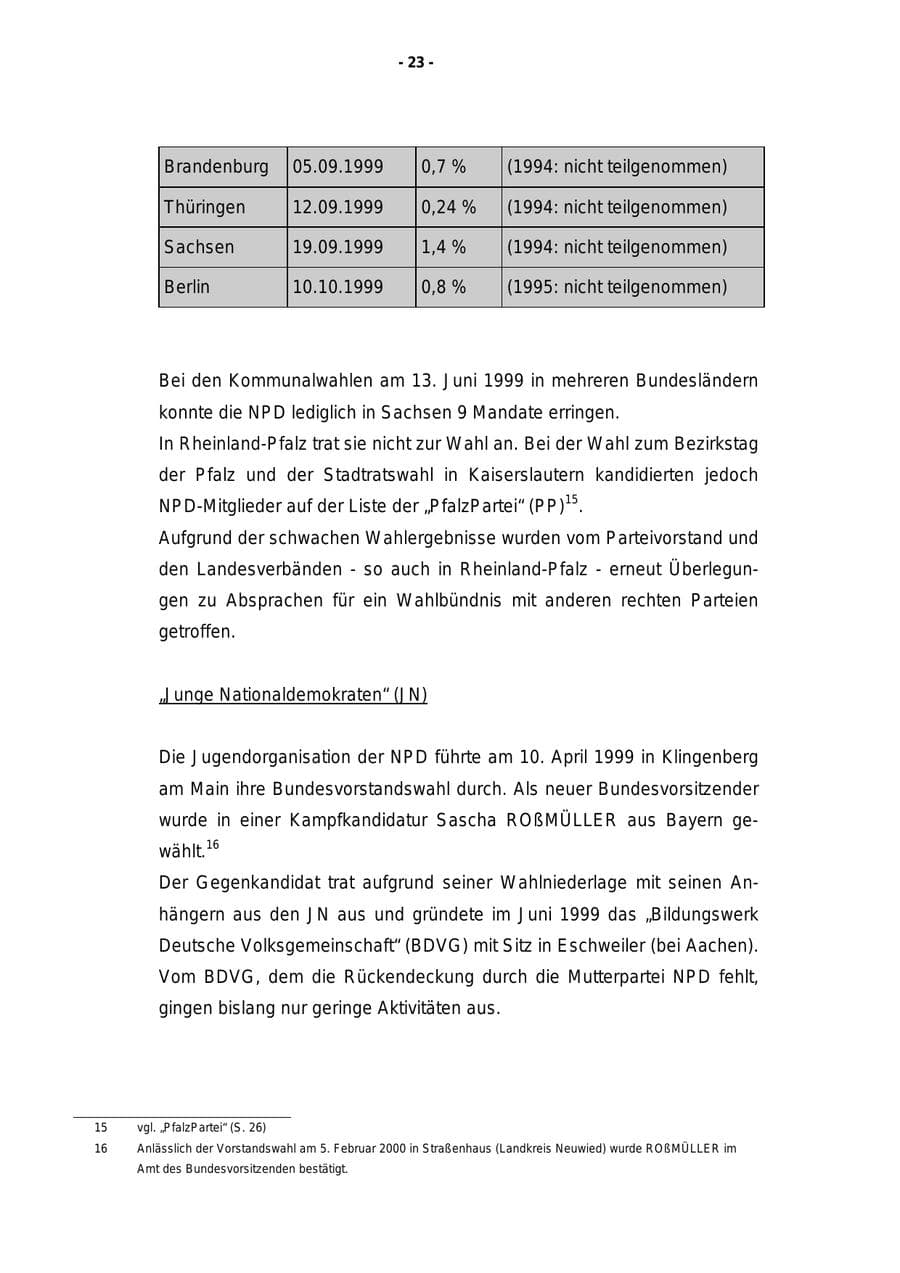 Seite 24 des Verfassungsschutzbericht 1999 Rheinland-Pfalz
