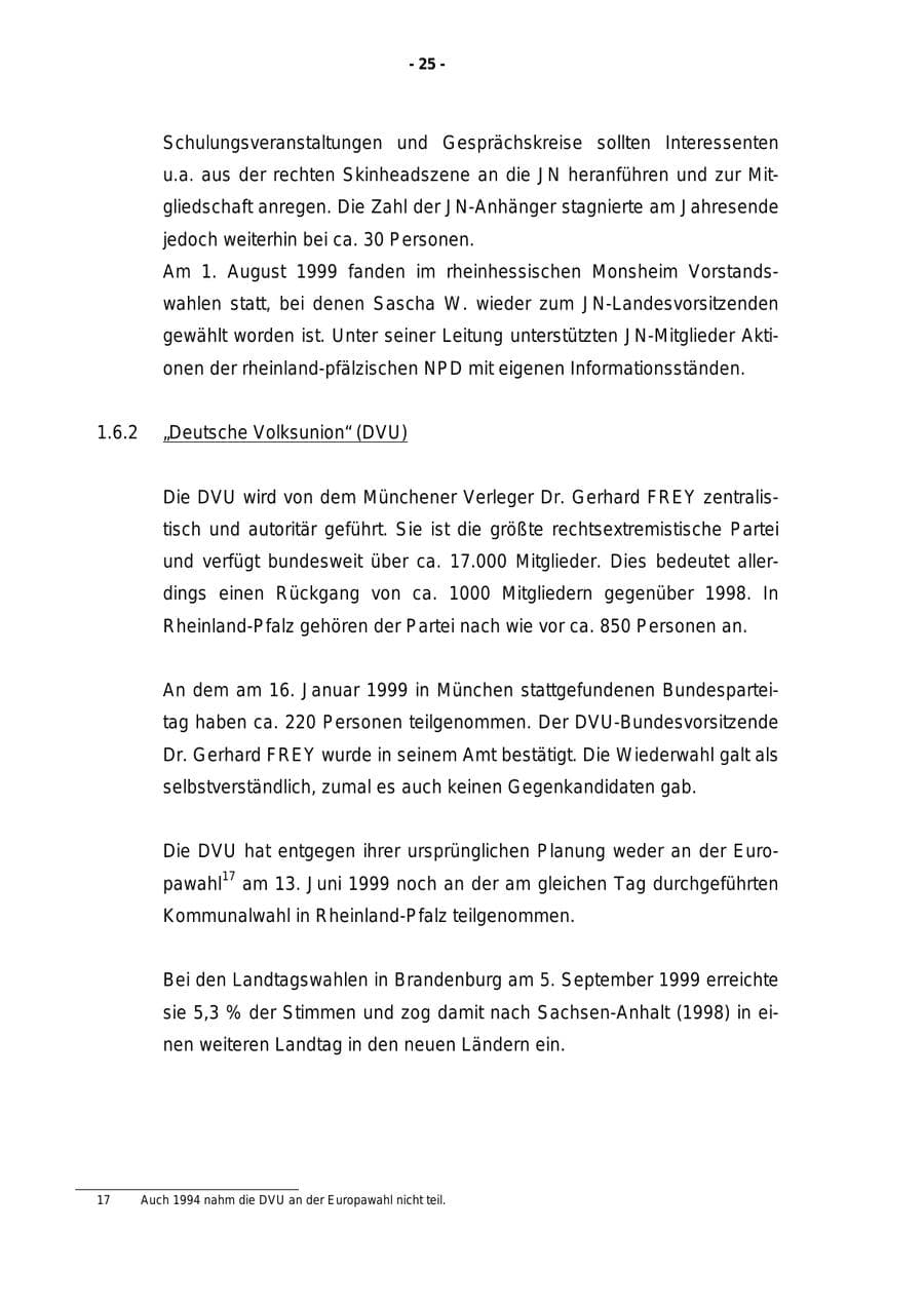 Seite 26 des Verfassungsschutzbericht 1999 Rheinland-Pfalz