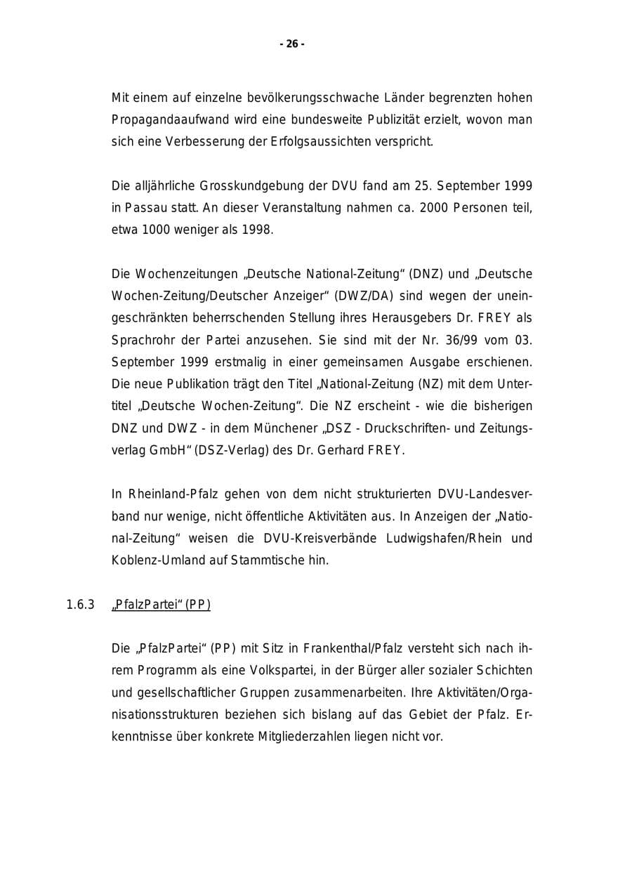 Seite 27 des Verfassungsschutzbericht 1999 Rheinland-Pfalz