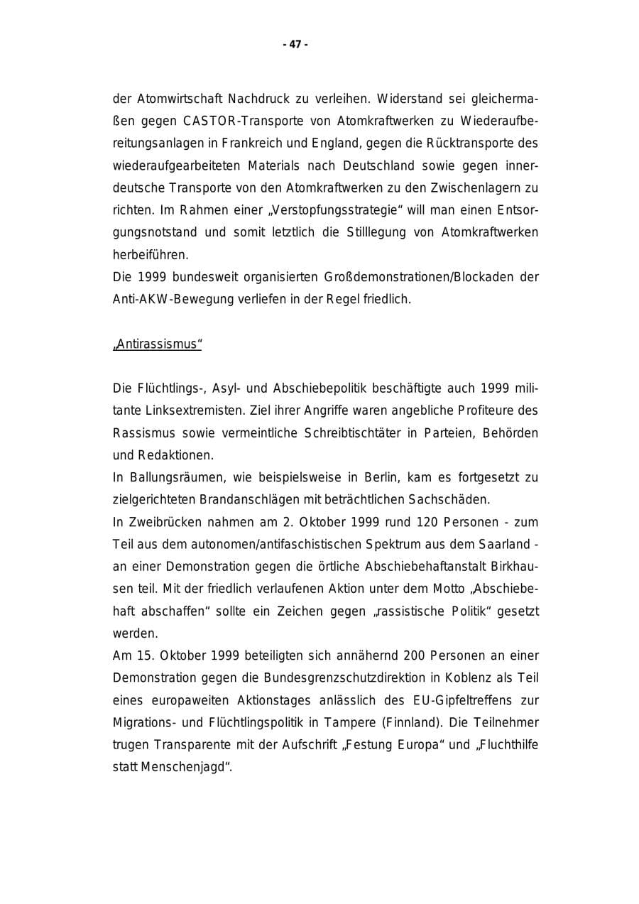 Seite 48 des Verfassungsschutzbericht 1999 Rheinland-Pfalz