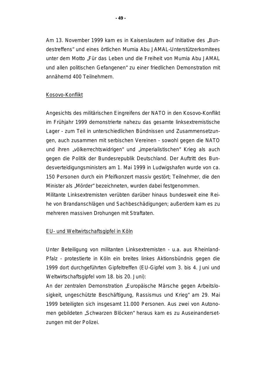Seite 50 des Verfassungsschutzbericht 1999 Rheinland-Pfalz