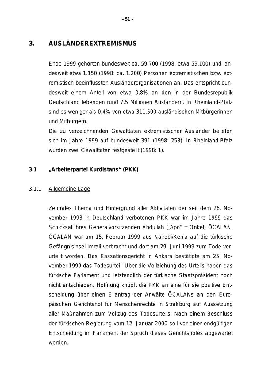 Seite 52 des Verfassungsschutzbericht 1999 Rheinland-Pfalz