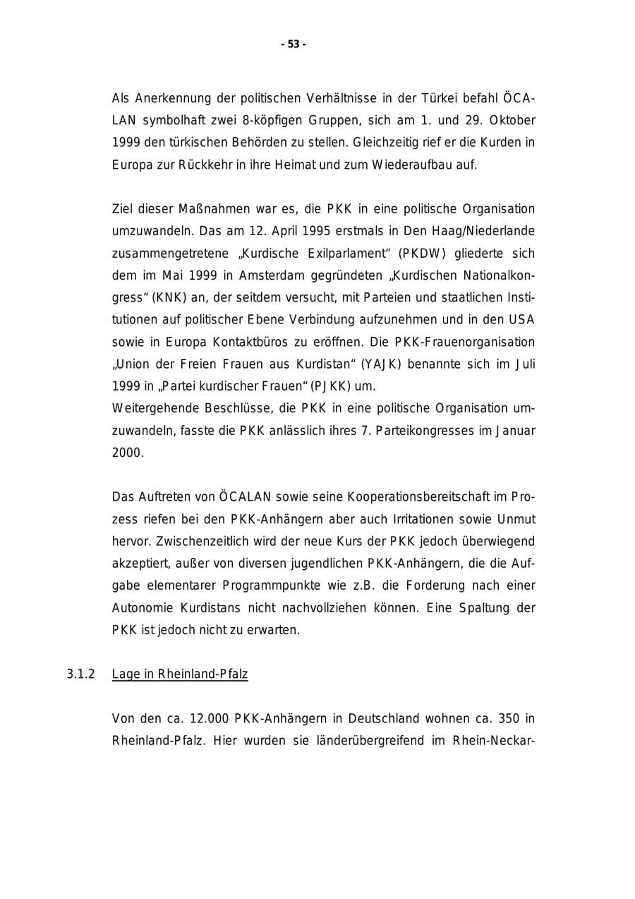 Seite 54 des Verfassungsschutzbericht 1999 Rheinland-Pfalz