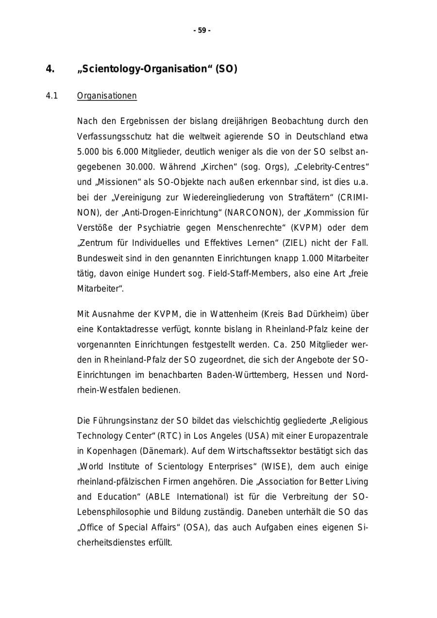 Seite 60 des Verfassungsschutzbericht 1999 Rheinland-Pfalz