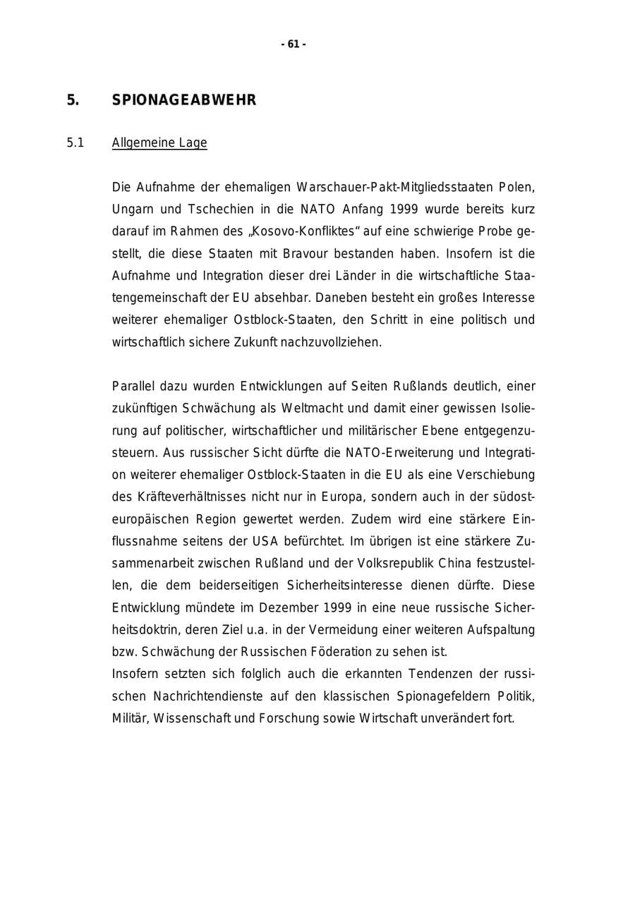 Seite 62 des Verfassungsschutzbericht 1999 Rheinland-Pfalz