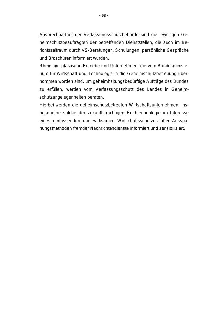 Seite 69 des Verfassungsschutzbericht 1999 Rheinland-Pfalz
