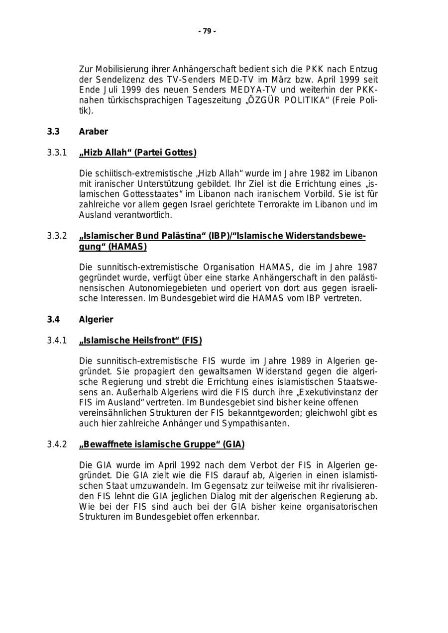 Seite 80 des Verfassungsschutzbericht 1999 Rheinland-Pfalz