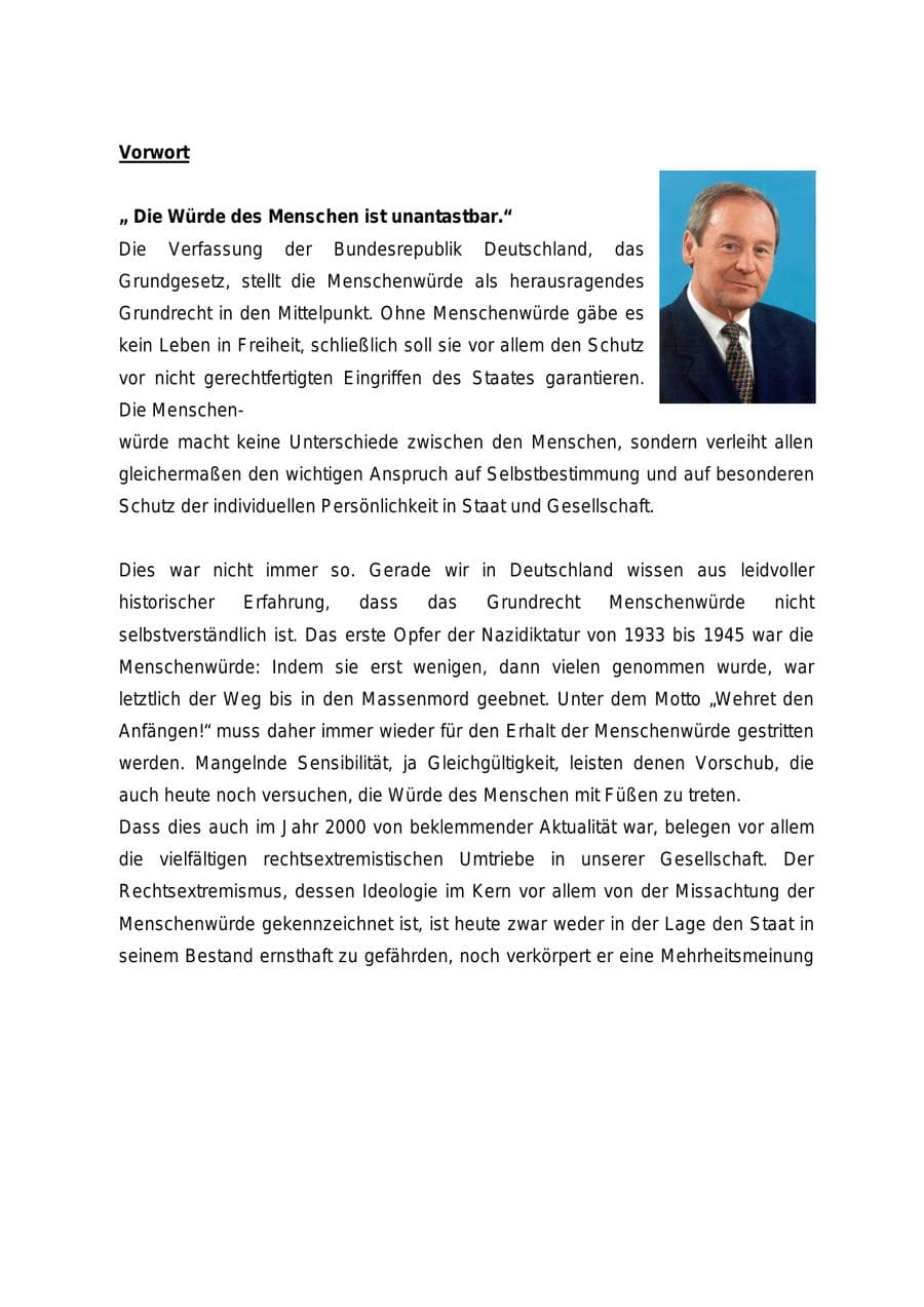 Seite 2 des Verfassungsschutzbericht 2000 Rheinland-Pfalz