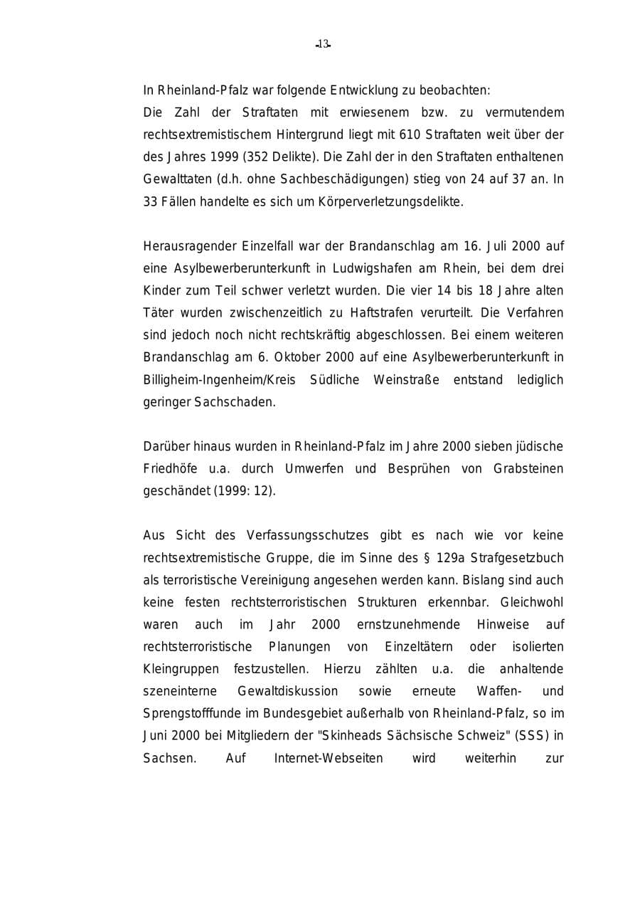 Seite 14 des Verfassungsschutzbericht 2000 Rheinland-Pfalz