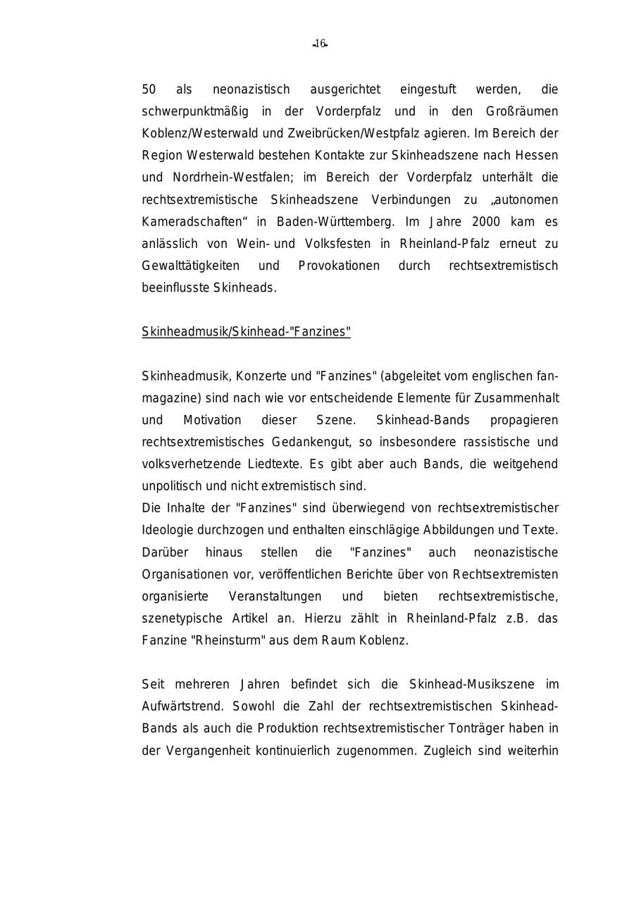 Seite 17 des Verfassungsschutzbericht 2000 Rheinland-Pfalz