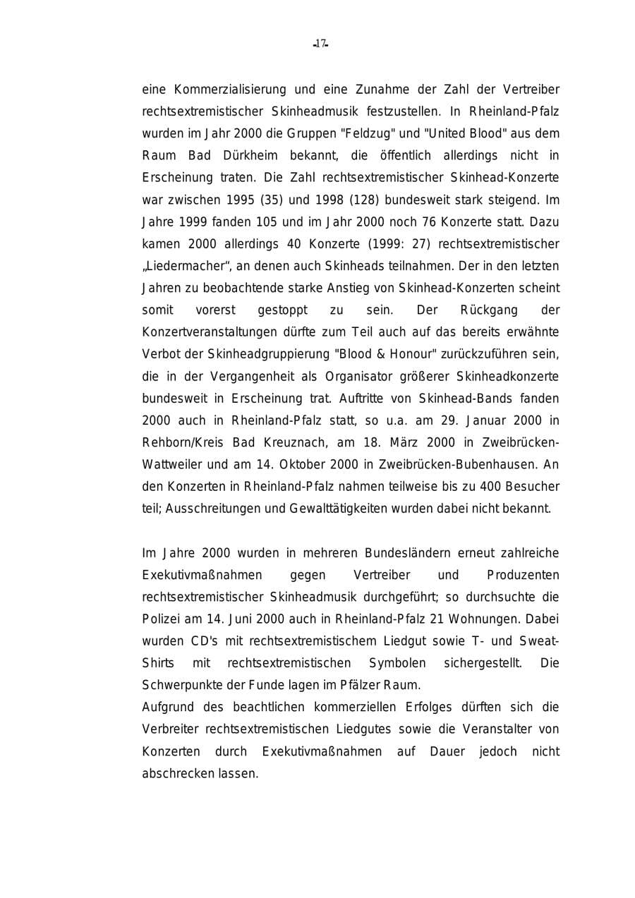 Seite 18 des Verfassungsschutzbericht 2000 Rheinland-Pfalz
