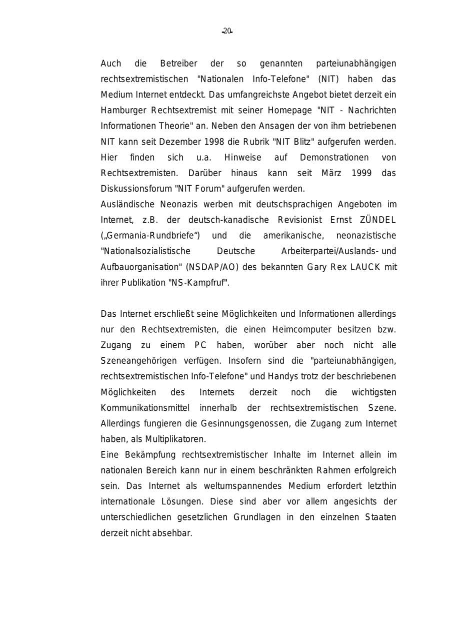 Seite 21 des Verfassungsschutzbericht 2000 Rheinland-Pfalz