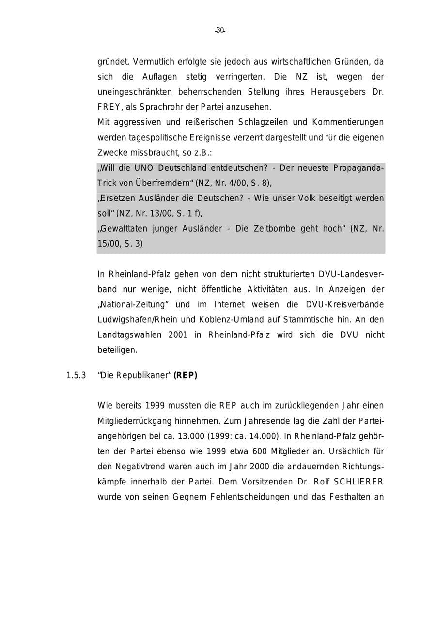 Seite 31 des Verfassungsschutzbericht 2000 Rheinland-Pfalz