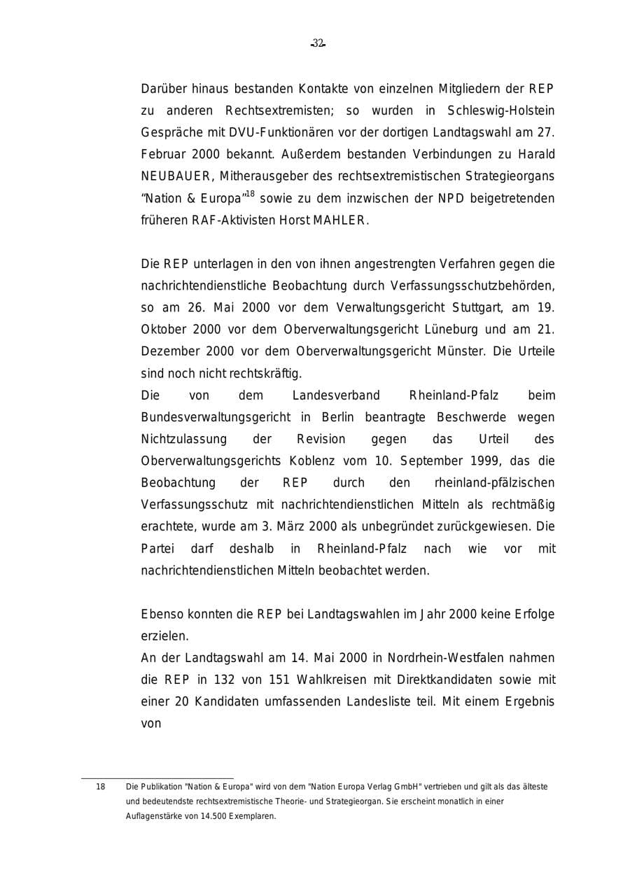 Seite 33 des Verfassungsschutzbericht 2000 Rheinland-Pfalz