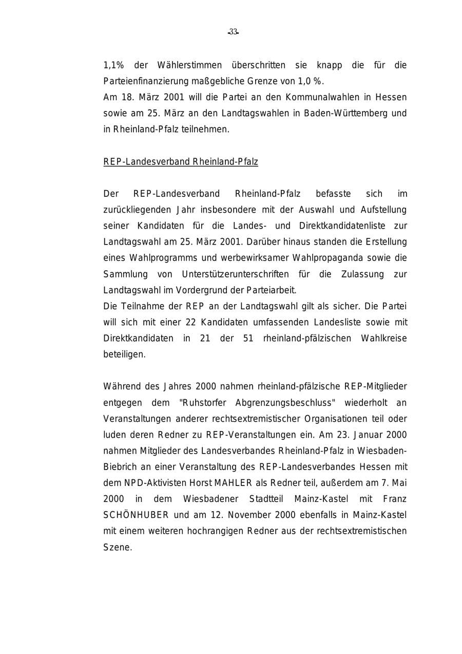 Seite 34 des Verfassungsschutzbericht 2000 Rheinland-Pfalz