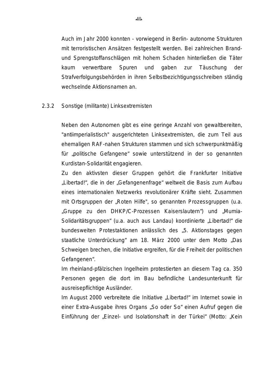 Seite 41 des Verfassungsschutzbericht 2000 Rheinland-Pfalz