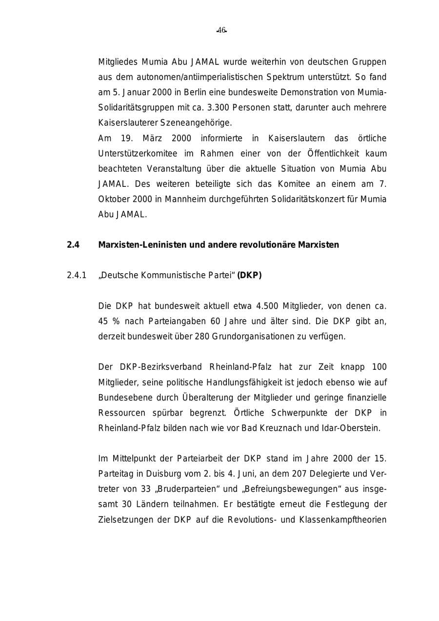 Seite 47 des Verfassungsschutzbericht 2000 Rheinland-Pfalz