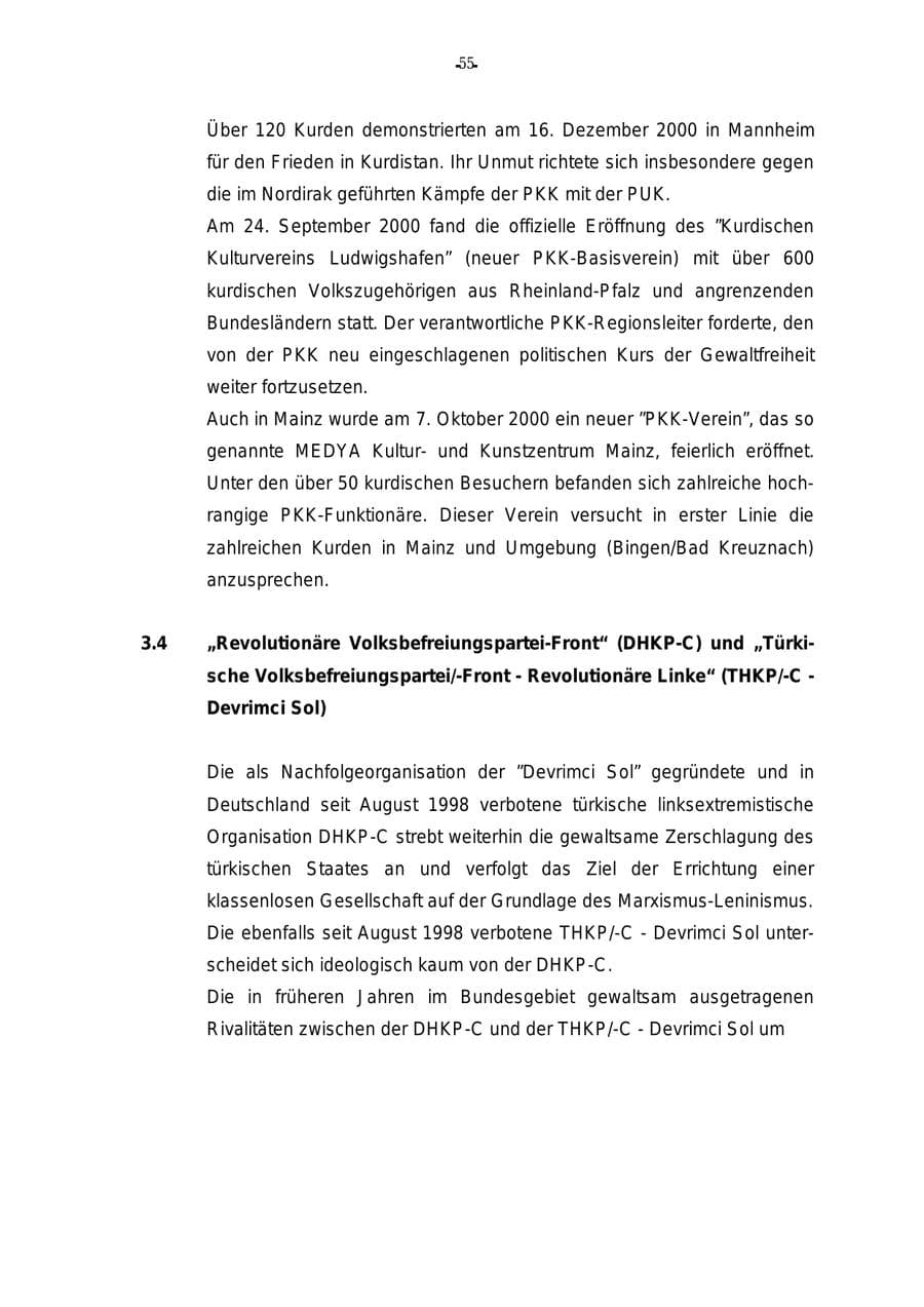 Seite 56 des Verfassungsschutzbericht 2000 Rheinland-Pfalz