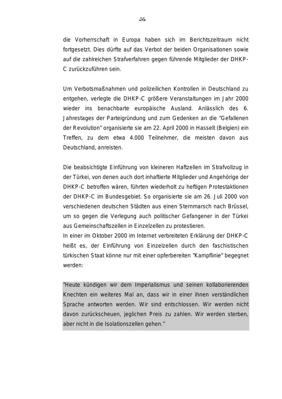 Seite 57 des Verfassungsschutzbericht 2000 Rheinland-Pfalz