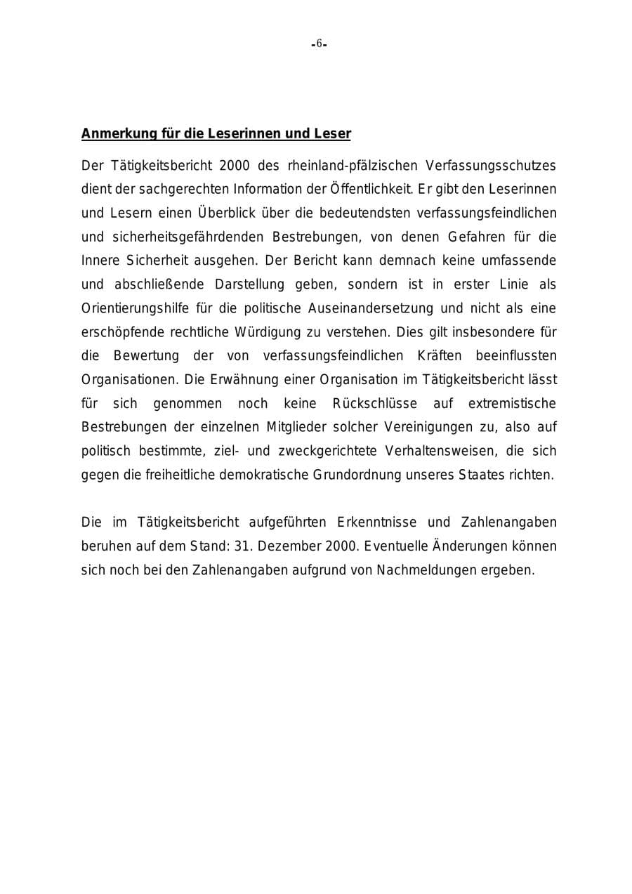 Seite 7 des Verfassungsschutzbericht 2000 Rheinland-Pfalz